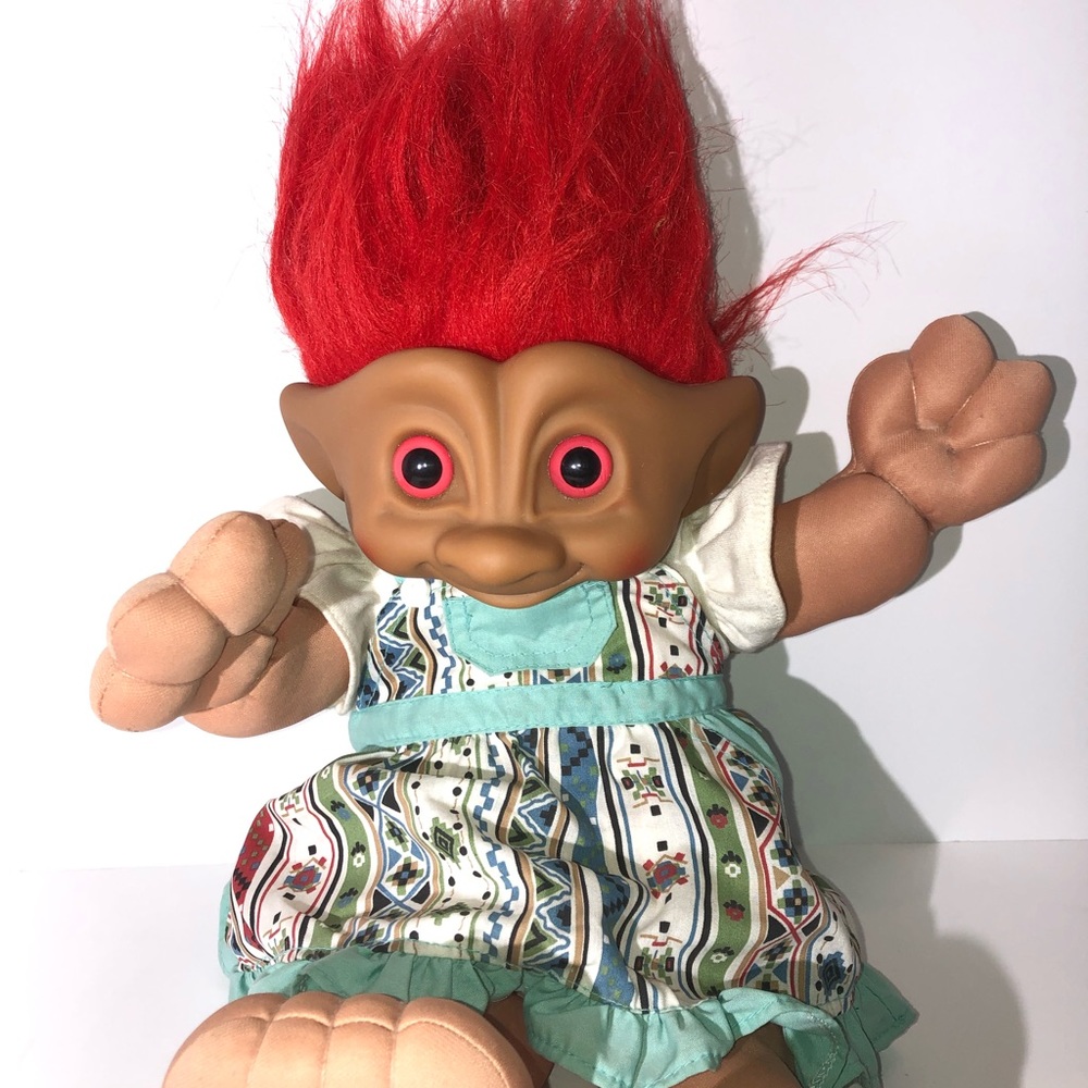 Vintage 14 inch troll doll with red hair